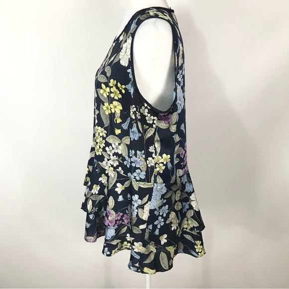 Vince Camuto Floral Botanical Sleeveless Peplum Top Size Large - Picture 3 of 5